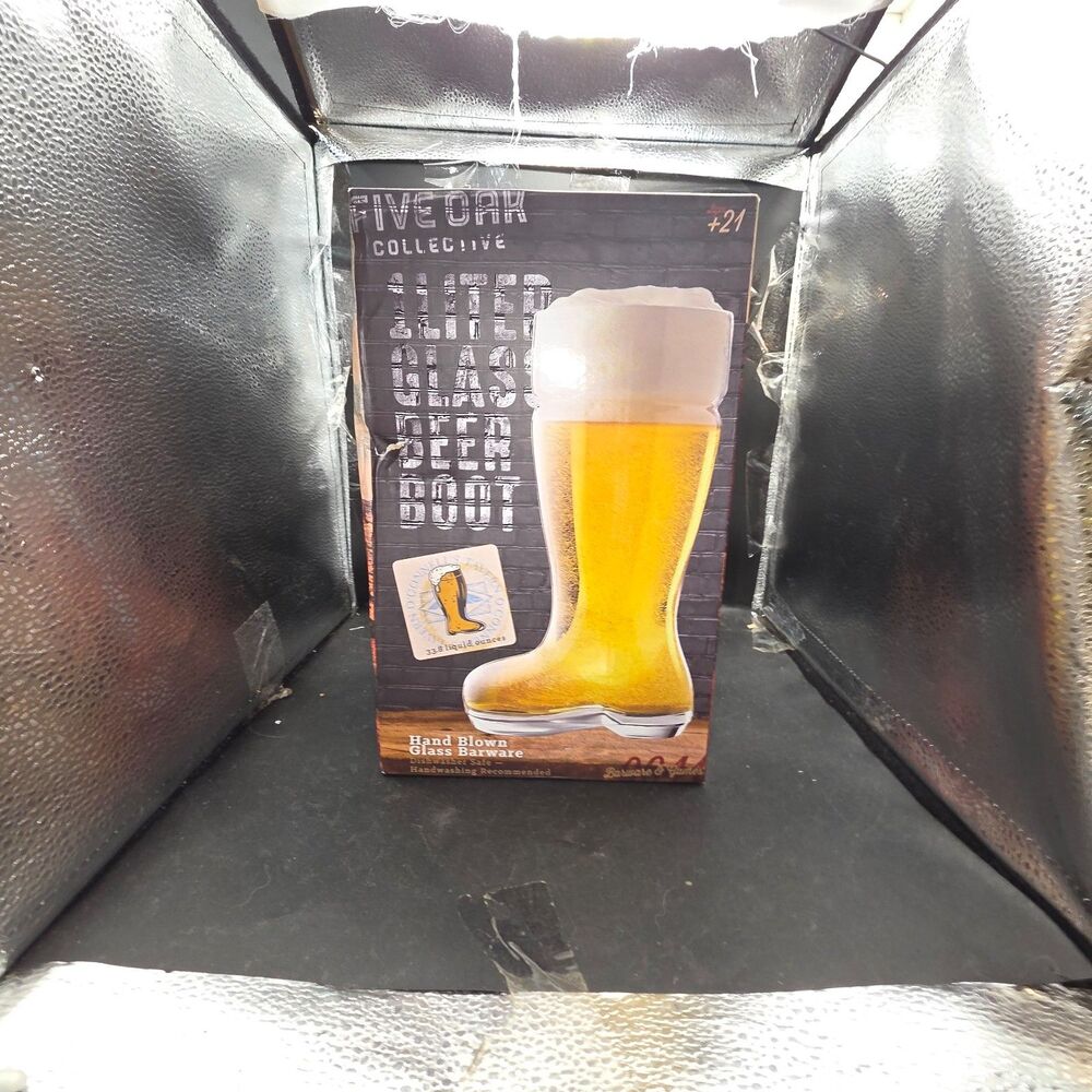 Five Oak Collective 11” Glass Beer Boot 33.5 oz Hand Blown New Sealed